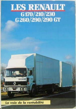 Couverture de 1986 RENAULT CAMION G 170 210 230 260 290 290GT