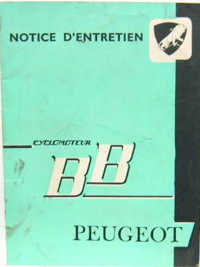 Couverture de 1961 MOTO PEUGEOT BB LIVRET D'ENTRETIEN
