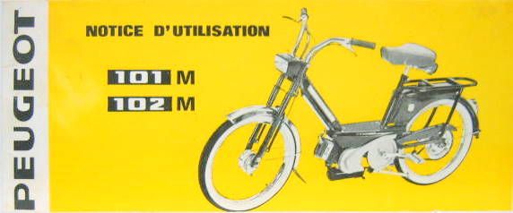 Couverture de 1968 MOTO PEUGEOT CYCLOMOTEUR 101M 102M LIVRET D'ENTRETIEN