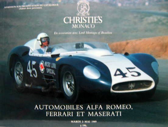 Couverture de CATALOGUE DE VENTE AUX ENCHÈRES AUTOMOBILES ALFA ROMEO, FERRARI ET MASERATI - MARDI 2 MAI 1989
