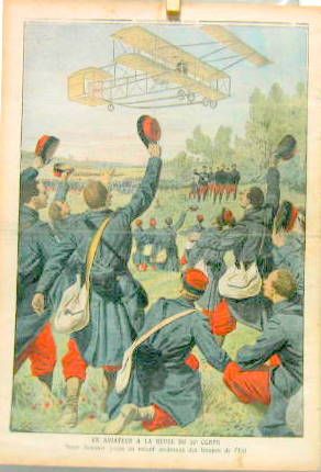 Couverture de 1909 UN AVIATEUR A LA REVUE DU 20 eme CORPS ROGER SOMMER AU DESSUS DES TROUPES DE L'EST SUPPLEMENT DU PETIT JOURNAL