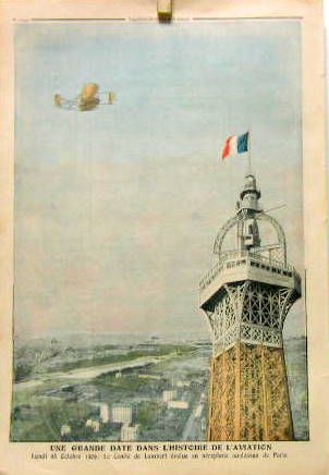 Couverture de 1909 UNE GRANDE DATE DANS L'HISTOIRE DE L'AVIATION LE COMTE DE LAMBERT EVOLU EN AEROPLANE AU DESSUS DE PARIS SUPPLEMENT DU PETIT JOURNAL