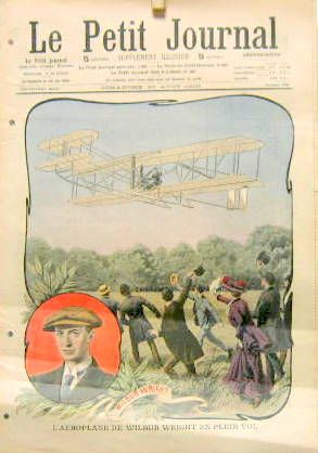 Couverture de 1909 L'AEROPLANE DE WILBUR WRIGHT EN PLEIN VOL SUPPLEMENT DU PETIT JOURNAL
