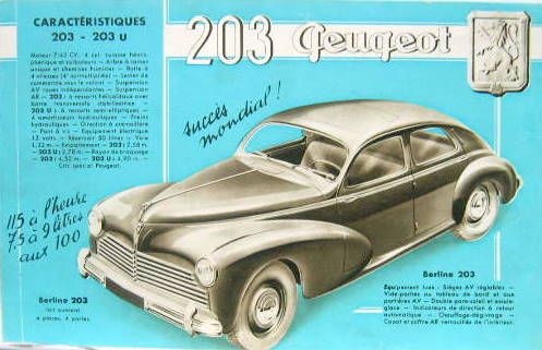 Couverture de PEUGEOT  203 LA GAMME + 203 U