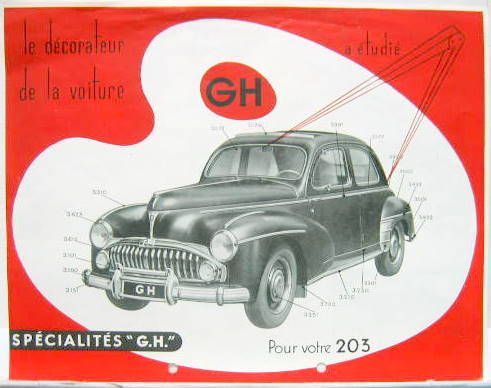 Couverture de PEUGEOT  203 ACCESSOIRES GH