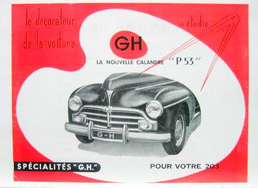 Couverture de PEUGEOT  203 ACCESSOIRES GH CALANDRE P53