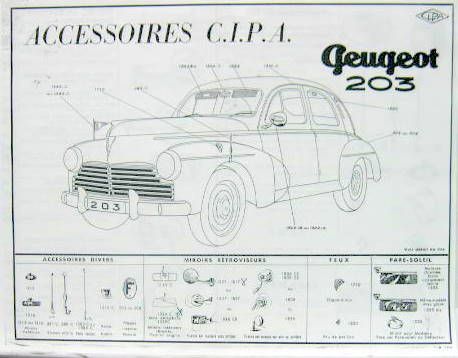 Couverture de PEUGEOT  203 ACCESSOIRES CIPA