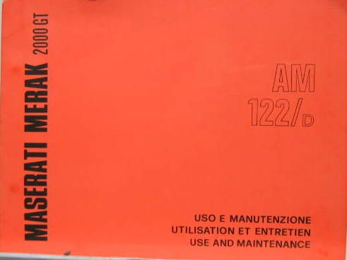 Couverture de MERAK 2000 GT AM 122/D 1977 LIVRET D'ENTRETIEN