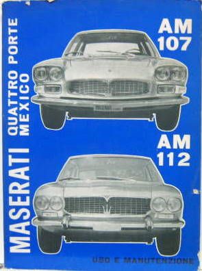 Couverture de MASERATI MEXICO AM112 ET QUATTROPORTE AM107 LIVRET D'ENTRETIEN