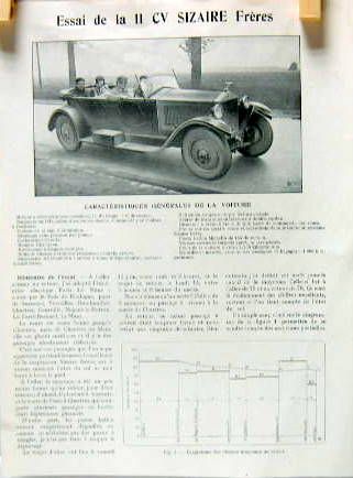 Couverture de SIZAIRE FRERES ESSAI DE LA 11 CV