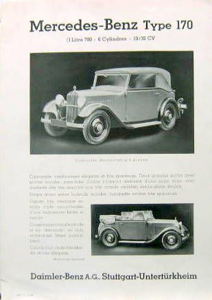 Couverture de 1932 MERCEDES 170 1,7 LITRES 6 CYLINDRES 10/32 CV CABRIOLET DECAPOTABLE
