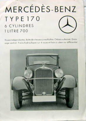 Couverture de 1932 MERCEDES 170 1,7 LITRES 6 CYLINDRES 10/32 CV