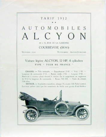 Couverture de 1912 ALCYON 12 HP 4 CYL.TYPE TOUR DE FRANCE