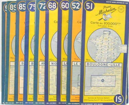 Couverture de ANNEES 1946-1953 CARTES MICHELIN DES REGIONS METROPOLITAINES N°51 AU N°90