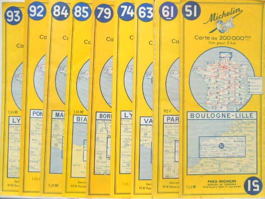 Couverture de ANNEES 1954-1970 CARTES MICHELIN DES REGIONS METROPOLITAINES N°51 AU N°93