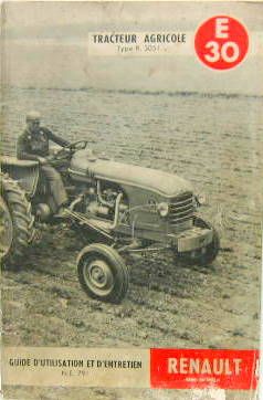 Couverture de TRACTEUR RENAULT R 3051 E 30 - 2141 CM3 LIVRET D'ENTRETIEN