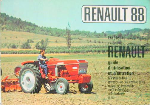 Couverture de TRACTEUR RENAULT 88 LIVRET D'ENTRETIEN NE 129 MOTEUR 598