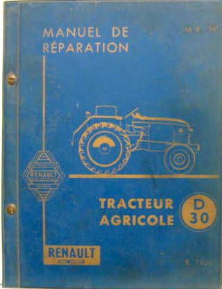 Couverture de 1958 TRACTEUR RENAULT R 7051 D 30 MANUEL DE REPARATION MR 39  MOTEUR PERKINS P3
