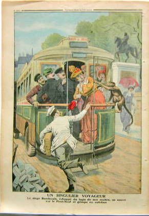 Couverture de 1913 UN SINGULIER VOYAGEUR LE SINGE BAMBOULA ECHAPPE GRIMPE EN AUTOBUS AU PONT NEUF