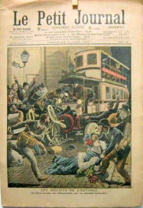 Couverture de 1907 LES MEFAITS DE L'AUTOBUS UN FIACRE ECRASE RUE D'AMSTERDAM