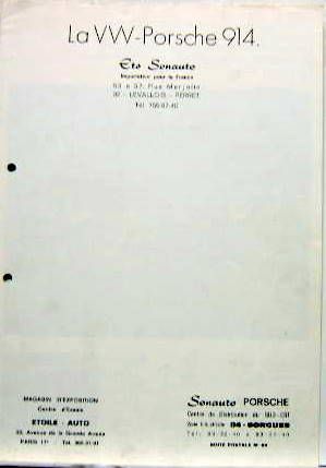Couverture de 1973 PORSCHE 914 914 6 CATALOGUE