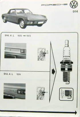 Couverture de 1970 1974 PORSCHE 914 -4l-6l-2.L REPERTOIRE DES BOUGIES EYQUEM