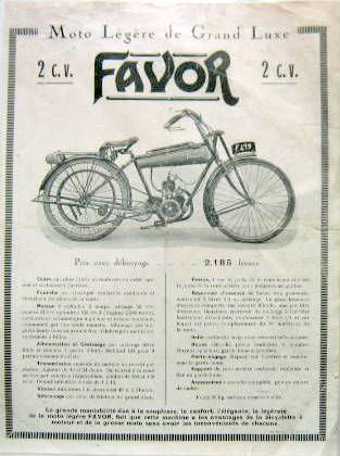 Couverture de 1928 FAVOR MOTO LEGERE DE GRAND LUXE 2 CV