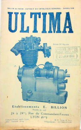 Couverture de 1930 ULTIMA 350-500 CM3 SIDE CAR