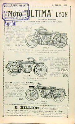 Couverture de 1928 ULTIMA 330-500 CM3 SIDE CAR