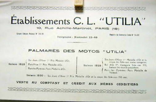 Couverture de 1930 MOTO UTILIA 100-250-350-500 CM3