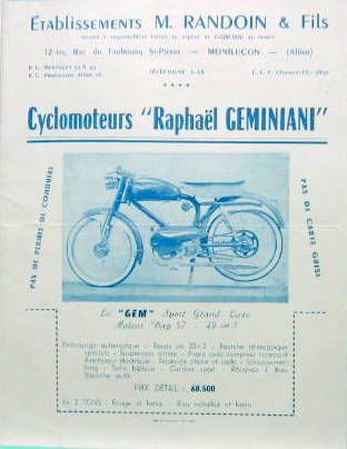 Couverture de CYCLOMOTEUR RAPHAEL GEMINIANI SPORT GRAND LUXE GEM 49 CM3