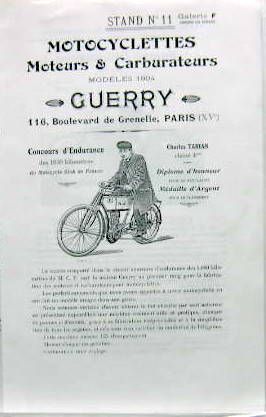 Couverture de 1904 GUERRY MOTEUR CARBU MOTO 3 CV