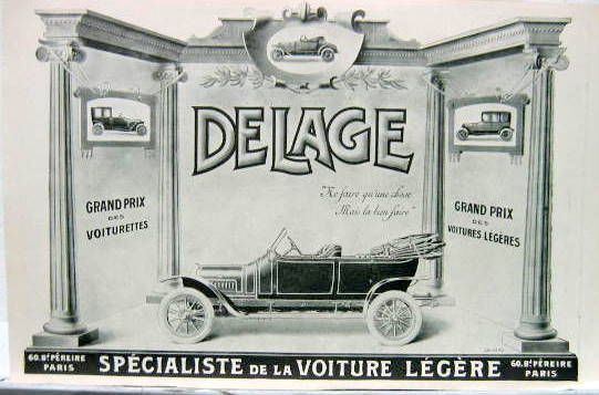 Couverture de 1914  DELAGE SPECIALISTE DE LA VOITURE LEGERE