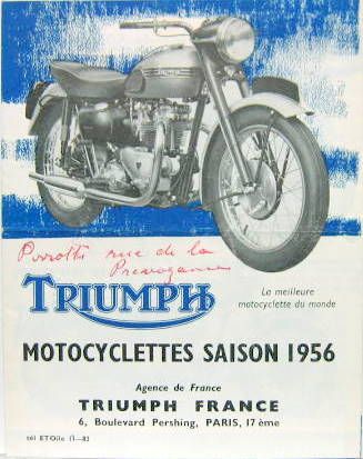 Couverture de 1956 MOTO TRIUMPH GAMME