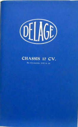 Couverture de DELAGE 17 CV SIX CYLINDRES TYPE DM LIVRET D'ENTRETIEN