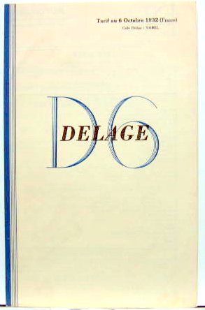 Couverture de 1932 DELAGE D6 TARIF