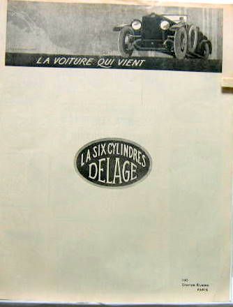 Couverture de 1920 DELAGE LA VOITURE QUI VIENT