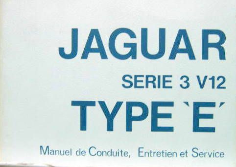 Couverture de JAGUAR E  SERIE 3 V12 LIVRET D'ENTRETIEN