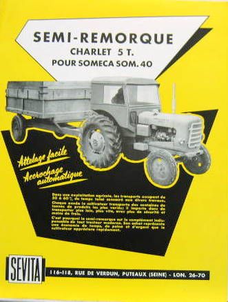 Couverture de 1958 SOMECA SEMI REMORQUE CHARLET 5T POUR SOMECA SOM.40 CATALOGUE
