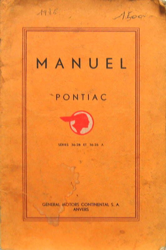 Couverture de 1936 PONTIAC SERIE 36-28 ET 36-26  LIVRET D'ENTRETIEN