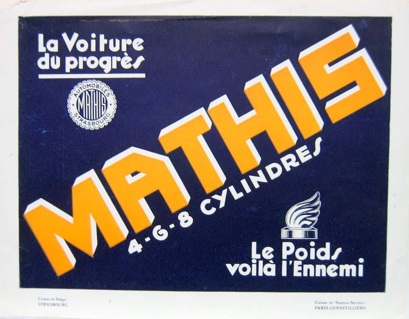 Couverture de 1933 MATHIS GAMME ET  VEHICULES INDUSTRIELS