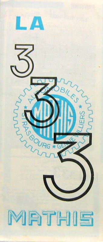 Couverture de 1946 MATHIS 333 DEPLIANT