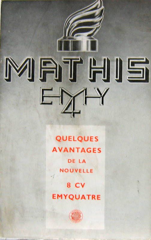 Couverture de 1933 MATHIS EMY 4 8 CV AVANTAGES