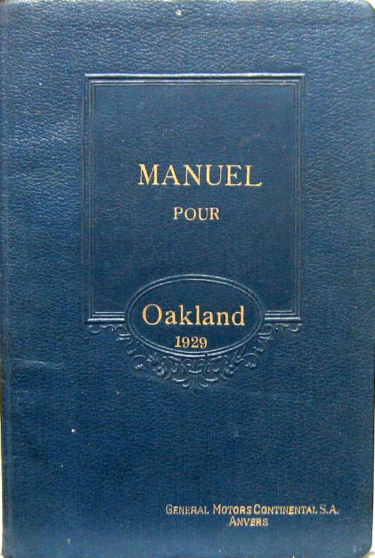 Couverture de 1929 OAKLAND 6 CYLINDRES