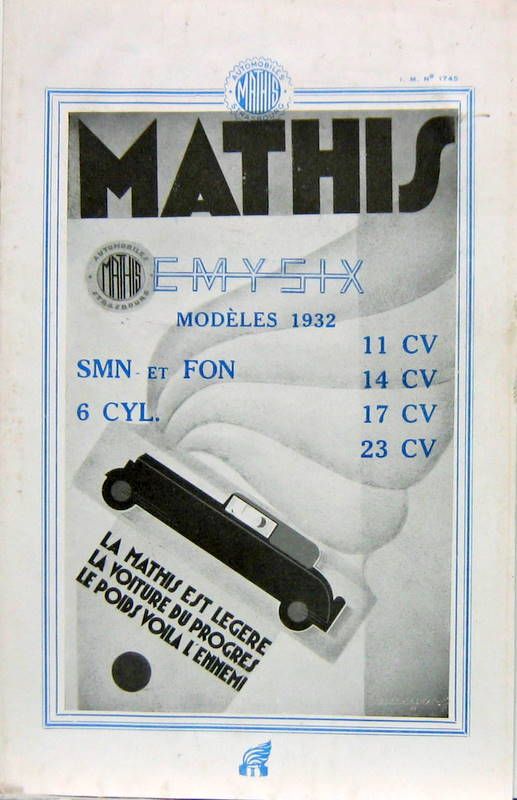 Couverture de 1932  MATHIS EMYSIX  N°1745