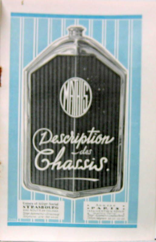 Couverture de 1922 1923 MATHIS GAMME
