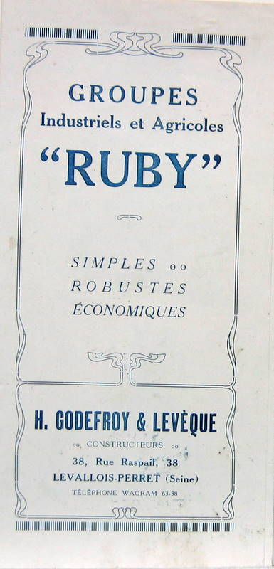 Couverture de 1933 GEORGES IRAT MOTEURS RUBY INDUSTRIELS ET AGRICOLES PI ET JI