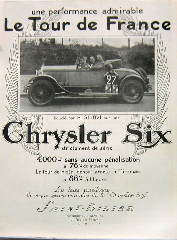 Couverture de CHRYSLER SIX AU TOUR DE FRANCE AUTO
