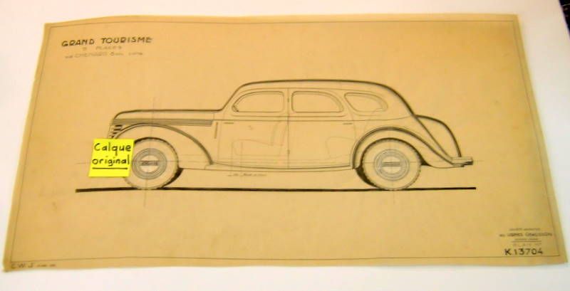 Couverture de 1938 CHENARD ET WALCKER GRAND TOURISME 5 PLACES 8 CYL. LONG PLAN SUR CALQUE N°K13704