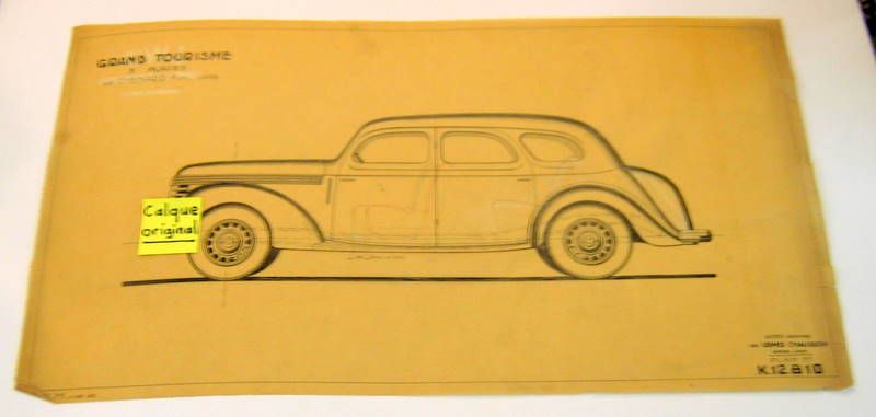 Couverture de 1938 CHENARD ET WALCKER GRAND TOURISME 5 PLACES 4 CYL.LONG PLAN SUR CALQUE N°K12810